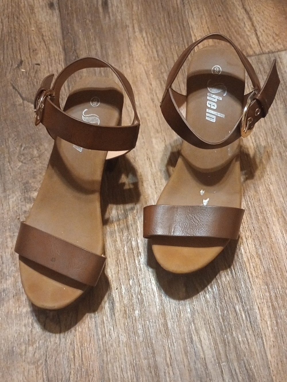 SHEIN Tan/Brown Single-Band Ankle Strap Platform Strapy Sandal Platform Mules